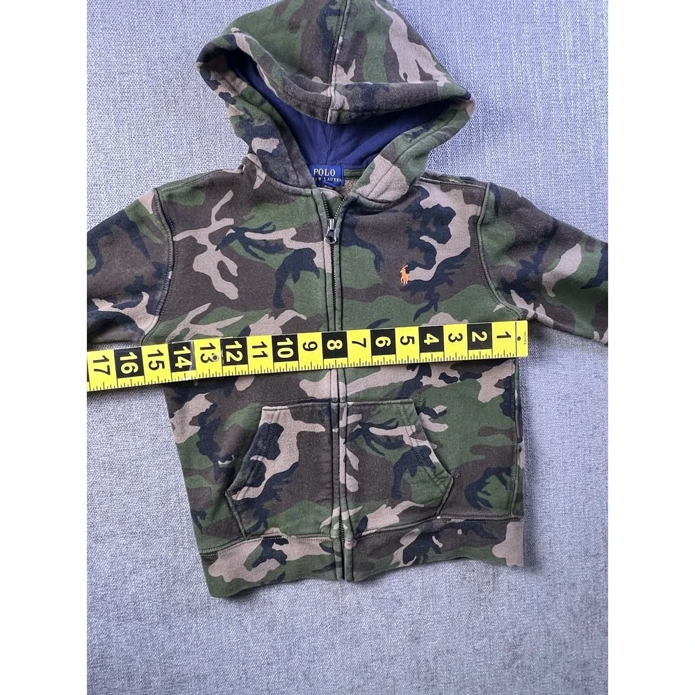 Polo Ralph Lauren Jacket Youth 7 Boys Camouflage Full Zip Hooded Pockets Preppy